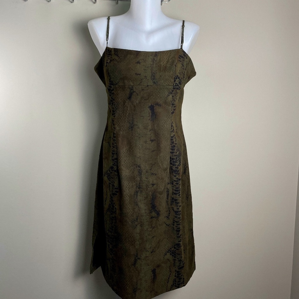 VINTAGE City Triangles Snake Print Elastic Spaghetti Strap Mini Dress 11 Y2K